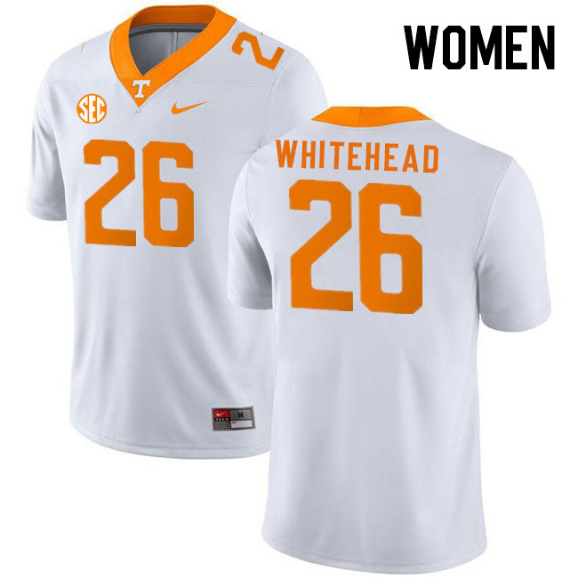 Women #26 Carson Whitehead Tennessee Volunteers College Football Jerseys Stitched Sale-White - Click Image to Close